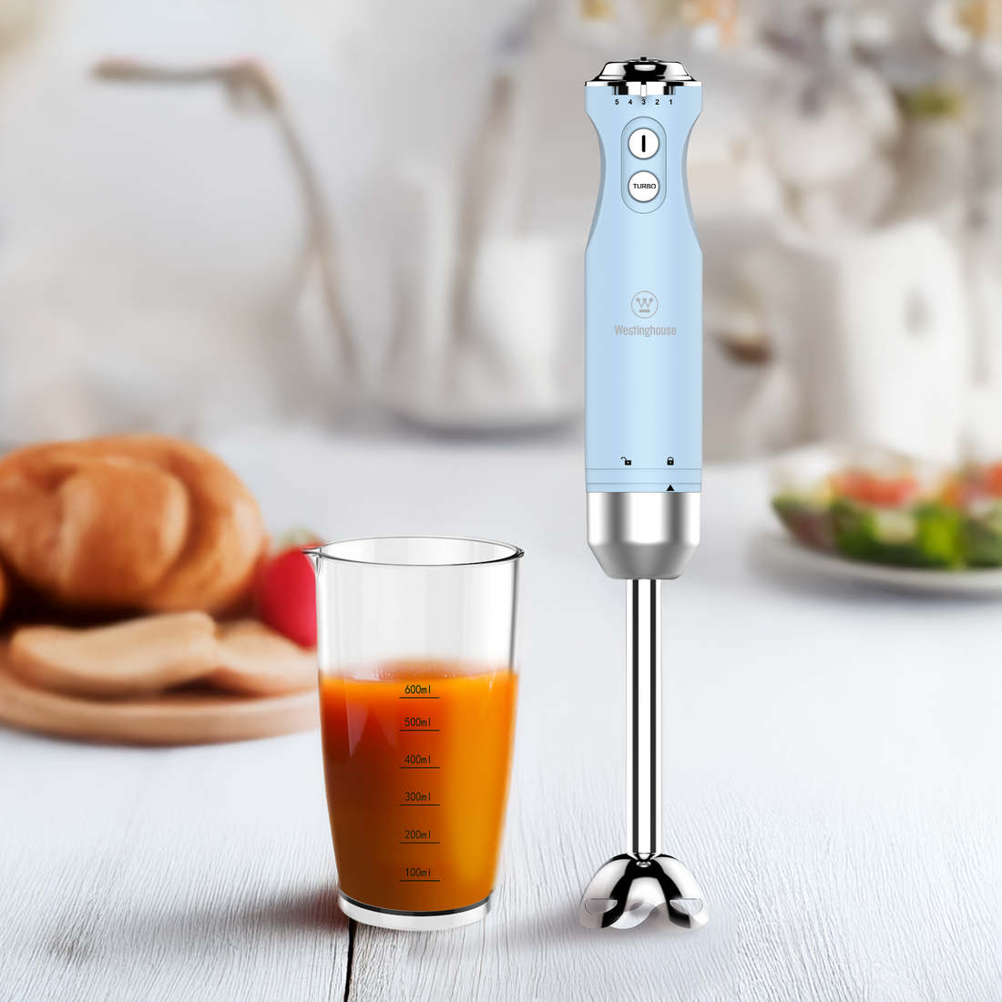 Batidora inmersión Retro celeste c/vaso