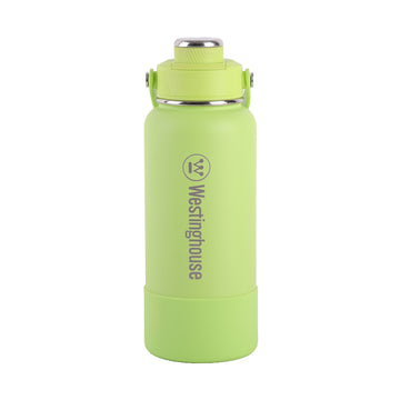 Botella Térmica doble Pared Acero Inoxidable 946ml con boquilla y funda silicona verde – Mantiene Bebidas Frías y Calientes