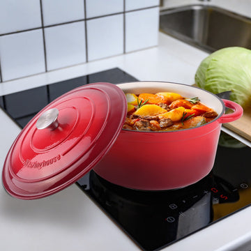 Cacerola de hierro fundido esmaltada 6 litros roja