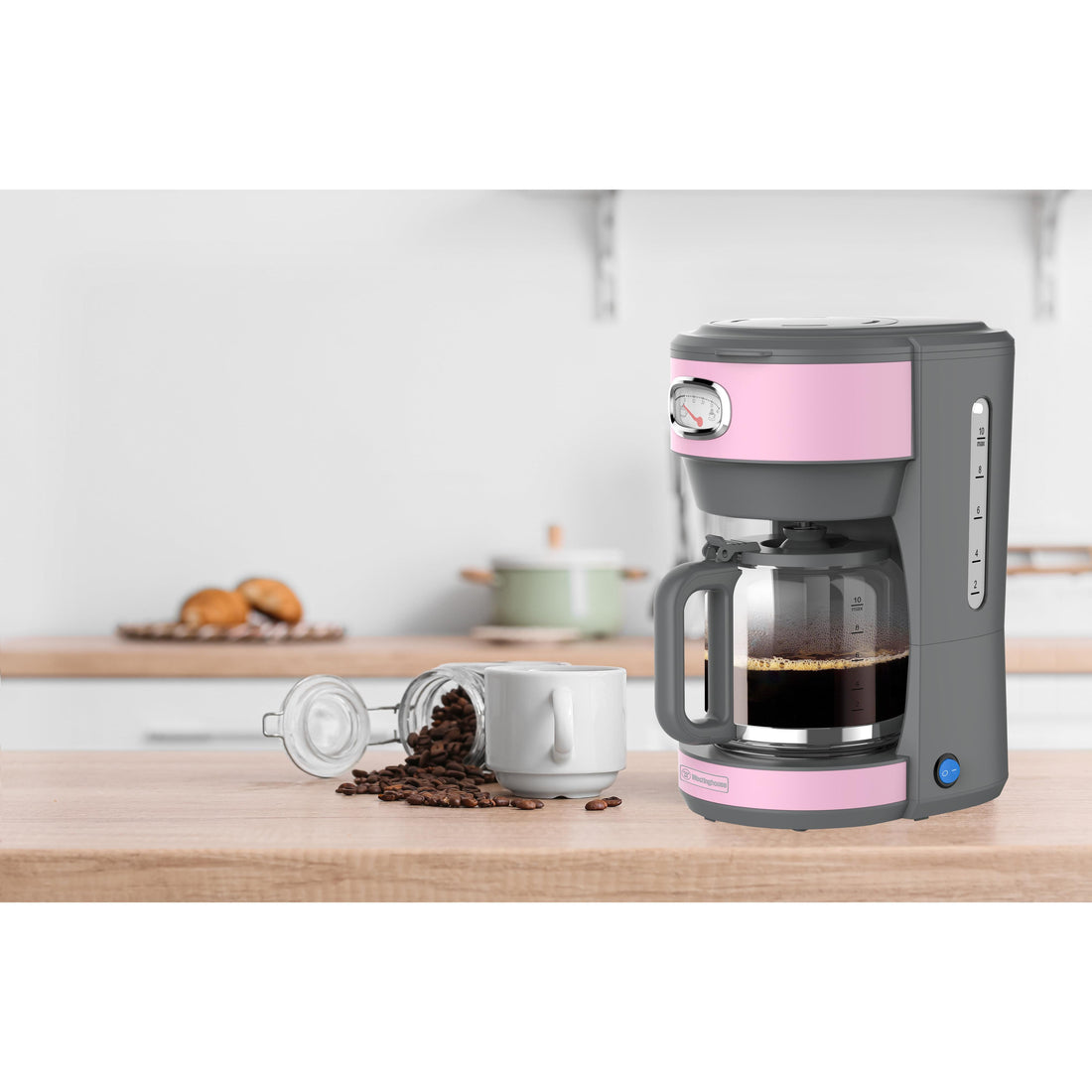 Cafetera retro rosada 1.25 ltrs