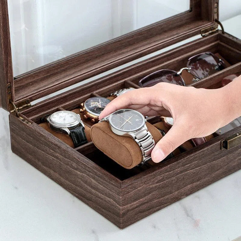 Caja organizadora relojes y lentes Leatherette