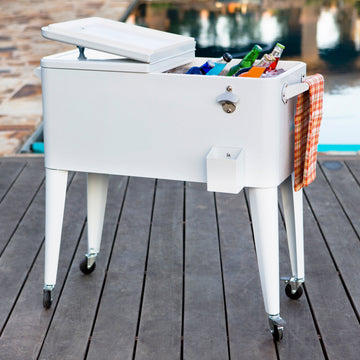 Cooler patio con ruedas blanco 76 litros