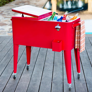 Cooler patio con ruedas rojo 76 litros