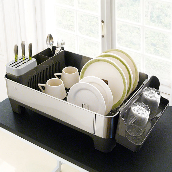 Escurridor de Platos Regal plateado Acero Inoxidable Antihuella con Drenaje 360° – Organizador Premium para Cocina