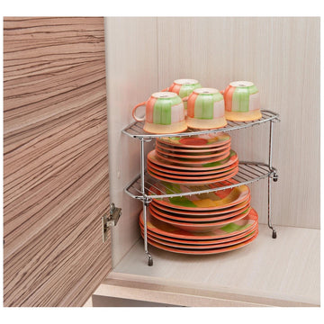Estante esquinera apilable plateado