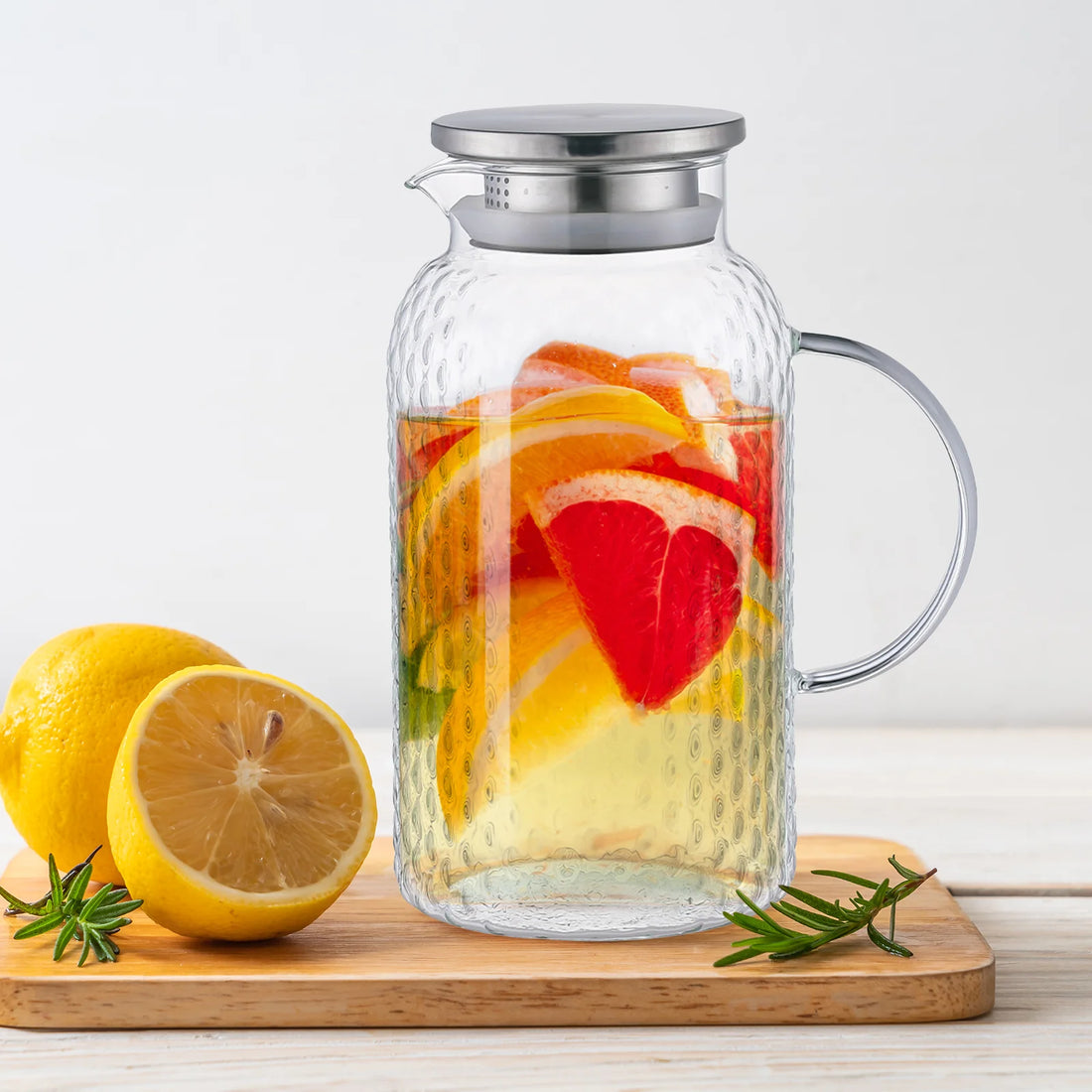 Jarra de Vidrio Borosilicato 1800 ml – Con Filtro de Acero para Bebidas Frías y Calientes