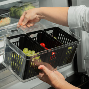 Organizador refrigeradora Clear Fresh c/cesta negro