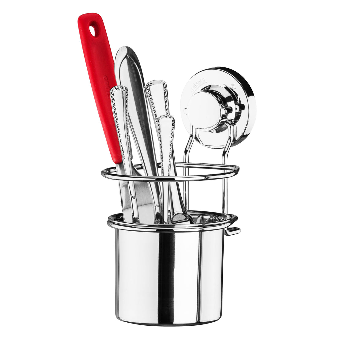 Organizador utensilios/cubiertos ventosa succión Praticita plateado