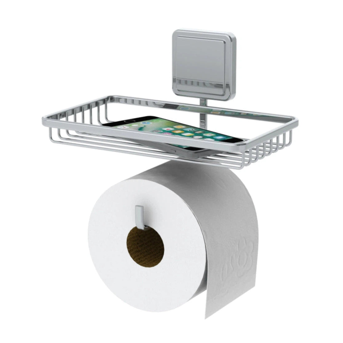 Portarollos y Soporte para objetos con adhesivo plateado