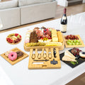 Set Tabla de Quesos y Embutidos de Bambú Premium con Accesorios – Ideal para Reuniones y Regalos Elegantes