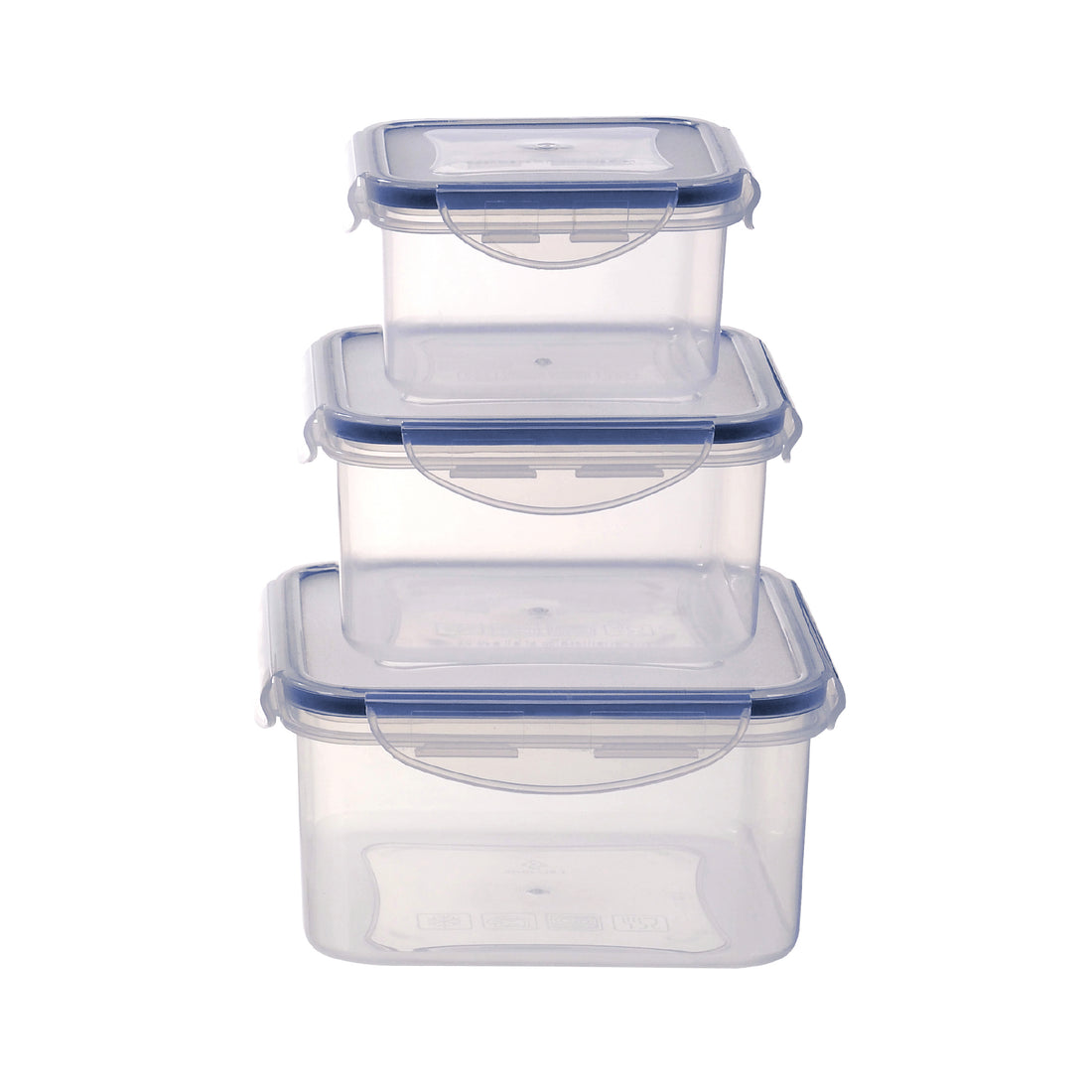 Set de 3 Tapers Cuadrados Herméticos – 0.4L, 0.7L, 1.2L - Apto Microondas y Freezer