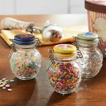 Set de 3 Tarros de Vidrio con Tapa de Cerámica Floral Medley – Cierre Metálico Vintage
