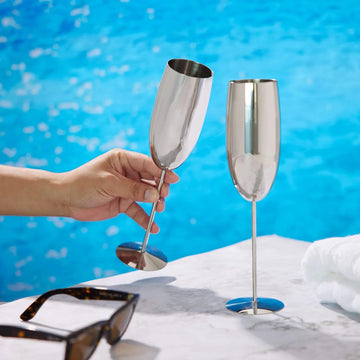 Set x 2 copas champagne acero inoxidable plateado mate 250ml