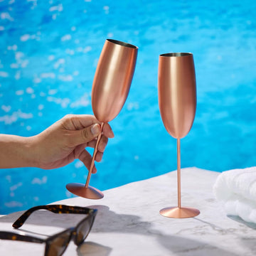 Set x 2 copas champagne acero inoxidable rose gold 250ml