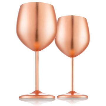 Set x 2 copas vino acero inoxidable rose gold 500ml