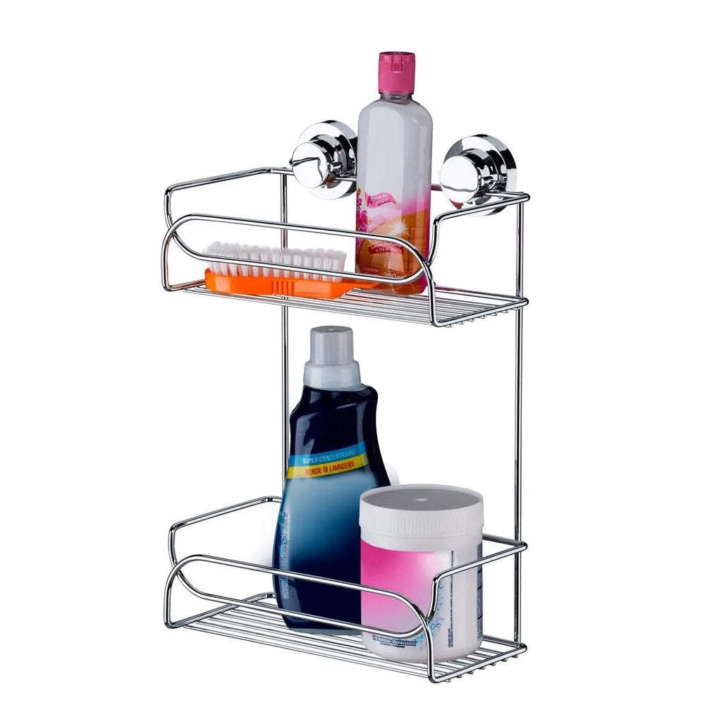 Soporte Doble Multiusos Utile con ventosas plateado