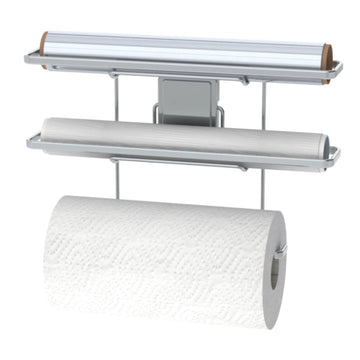 Soporte para rollo triple con adhesivo plateado