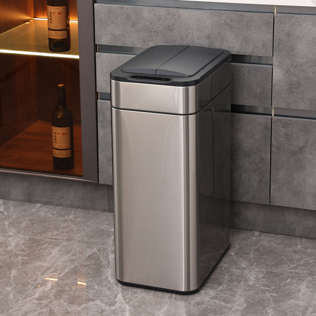 Tacho de basura con sensor 50L acero inoxidable alas
