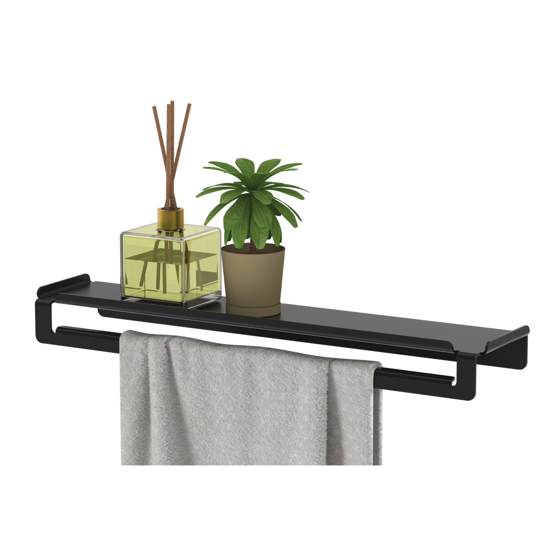 Toallero con estante 50cm Ispirazione aluminio- negro mate