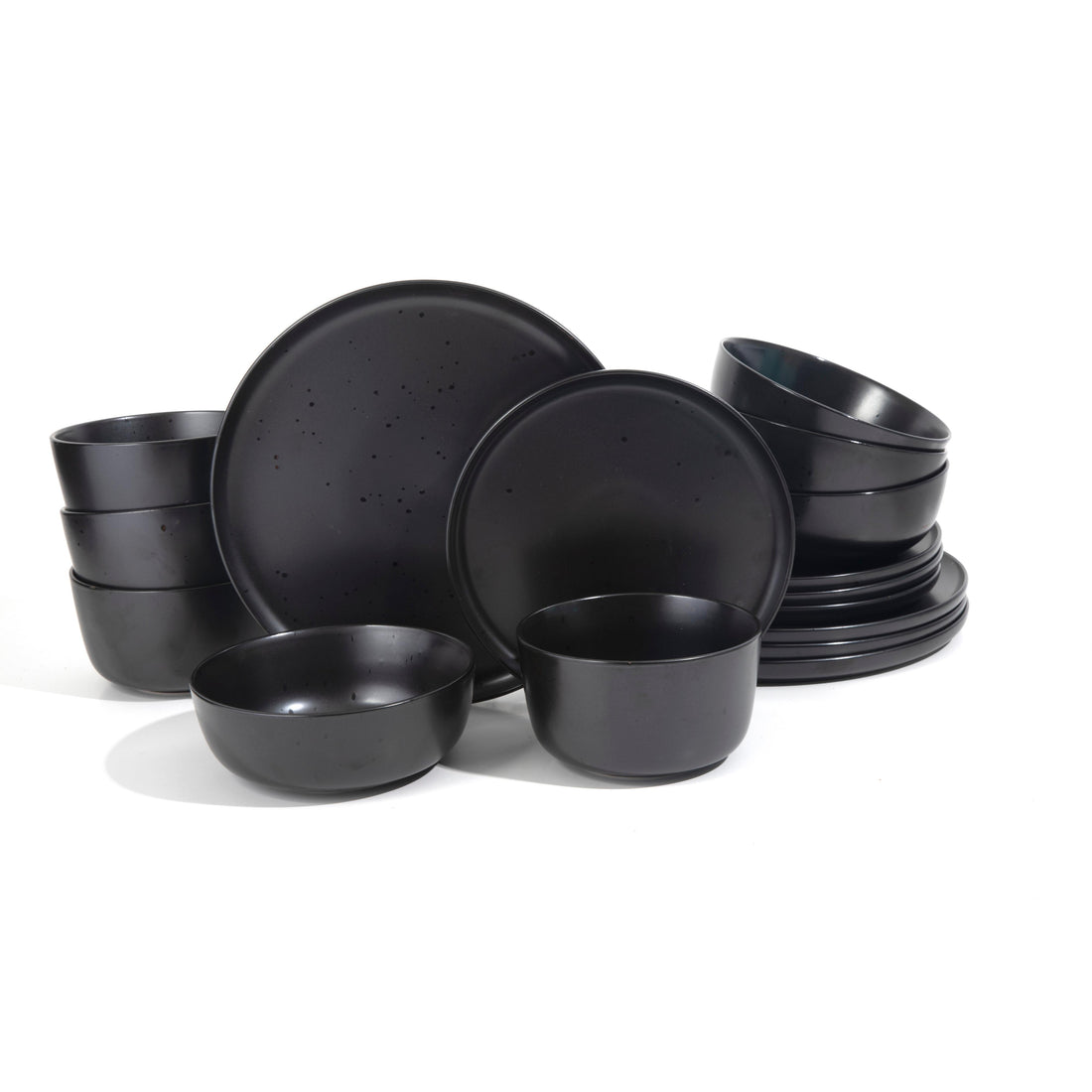 Vajilla de Gres Negra 16 Piezas Studio 3B Mio – Acabado Brillante con Esmalte Reactivo