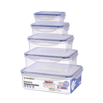 Set de 5 tapers Rectangulares Herméticos – 0.24L a 2.5L- Apto Microondas y Freezer