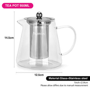 Tetera filtro Tea Pot 950 ml vidrio borosilicato