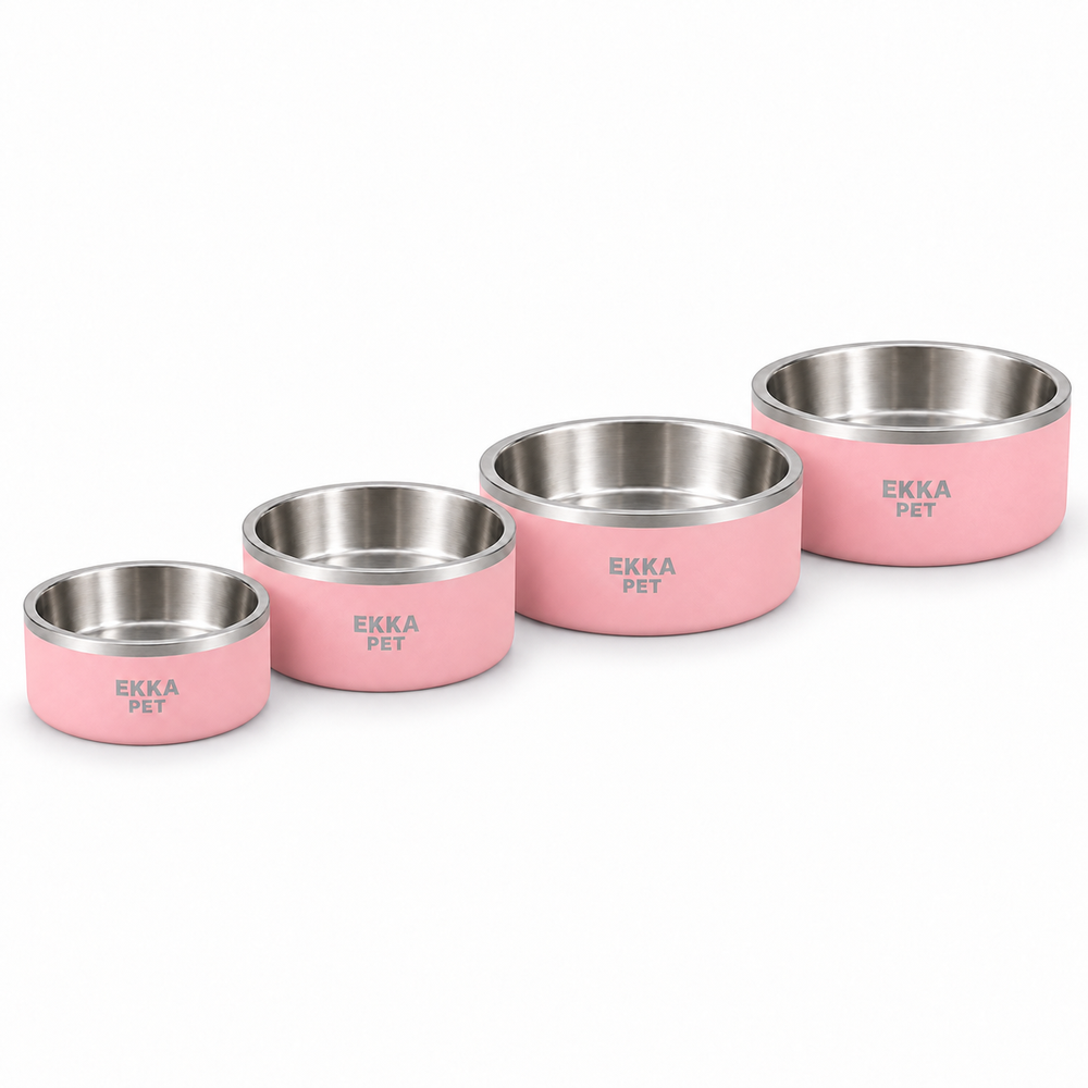 Bowl para mascotas de acero inoxidable rosado