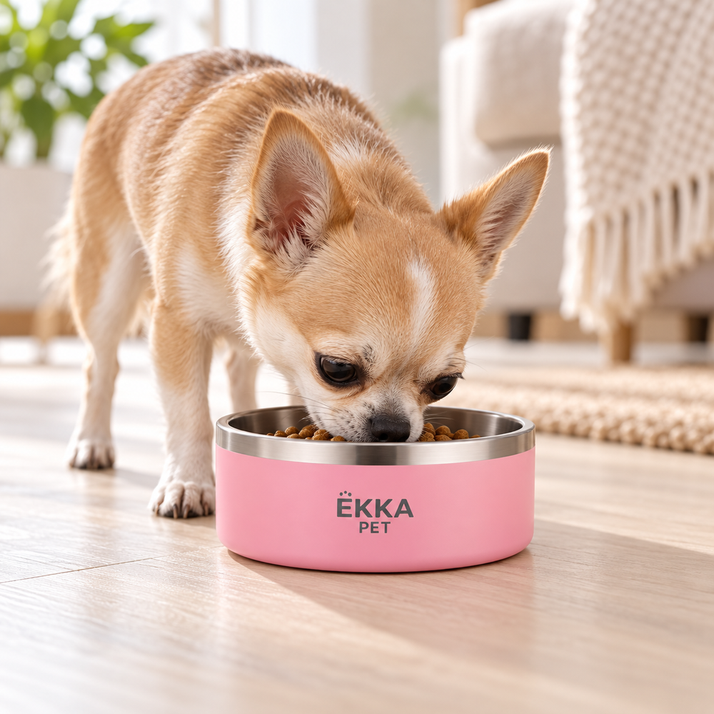 Bowl para mascotas de acero inoxidable rosado