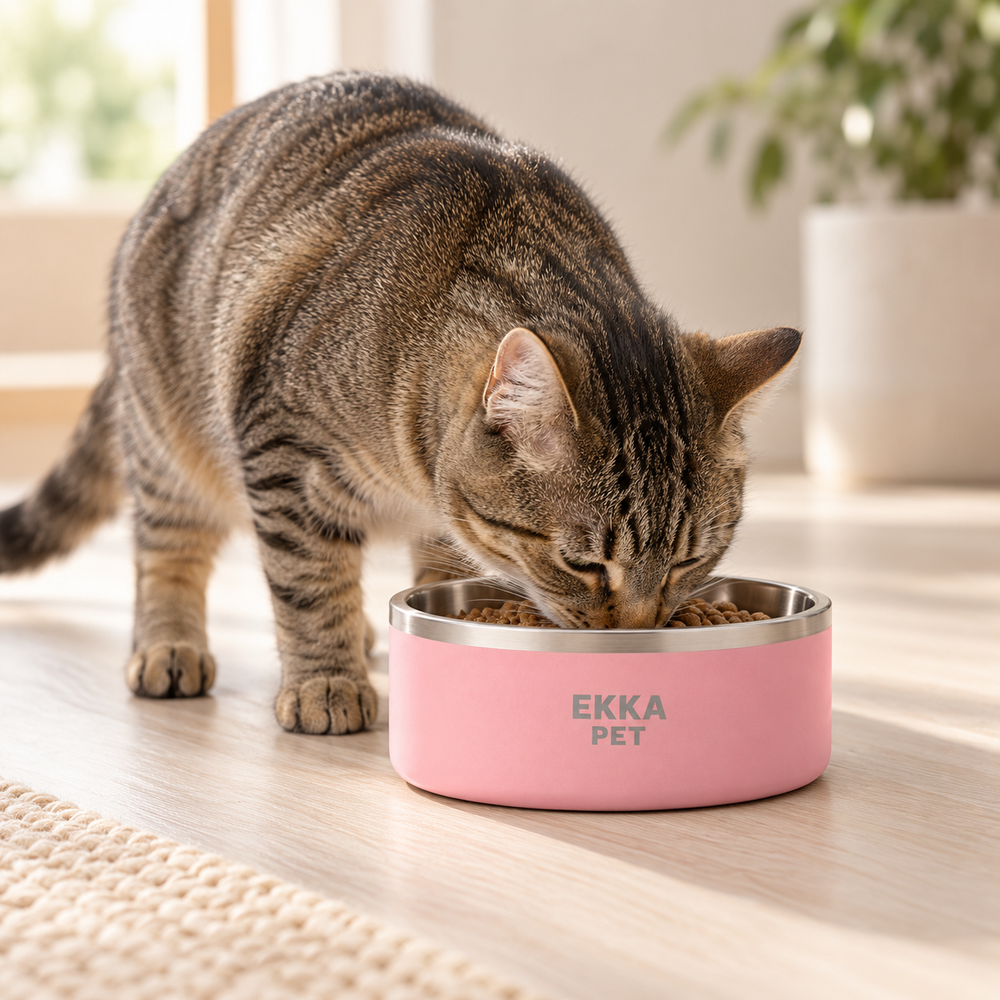 Bowl para mascotas de acero inoxidable rosado