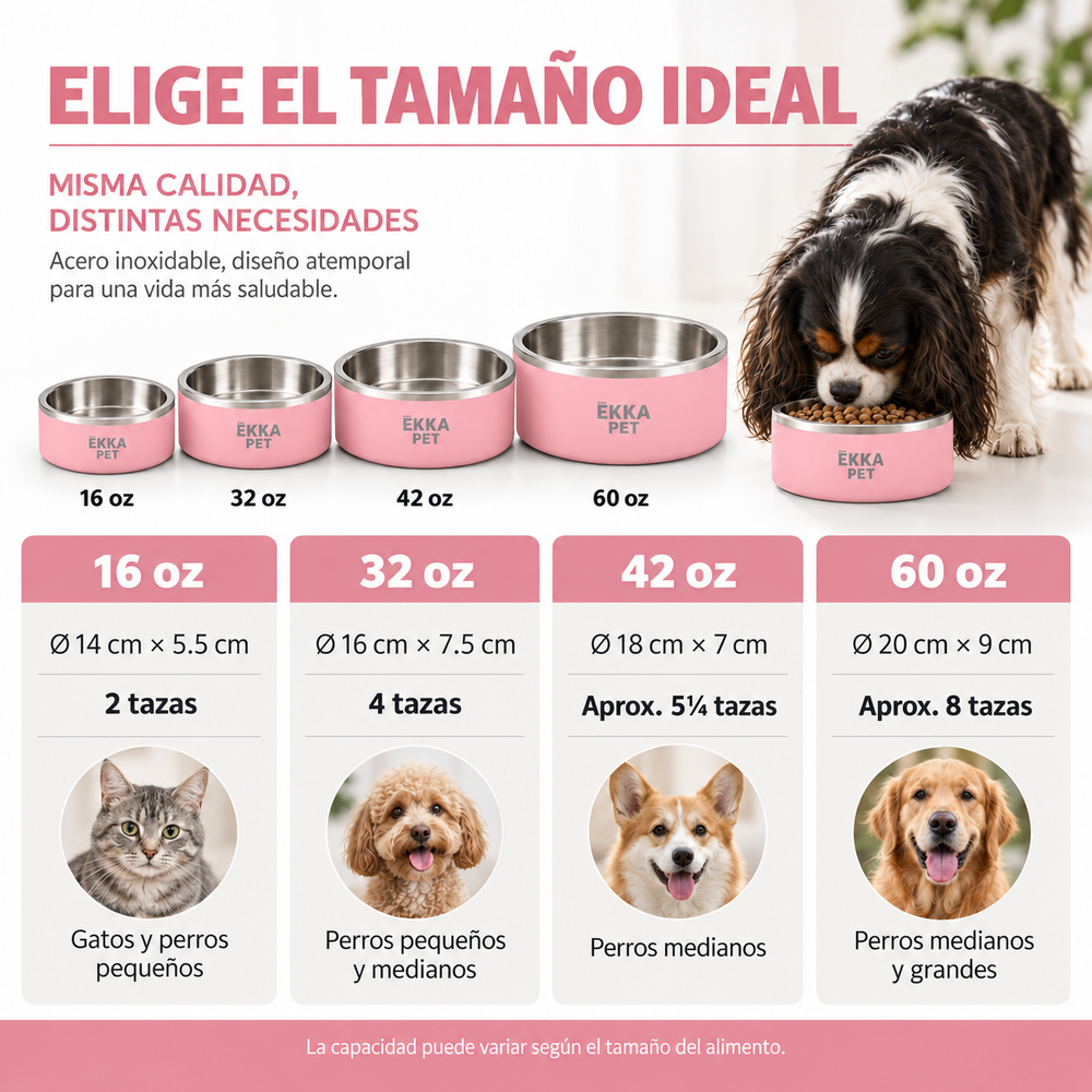 Bowl para mascotas de acero inoxidable rosado