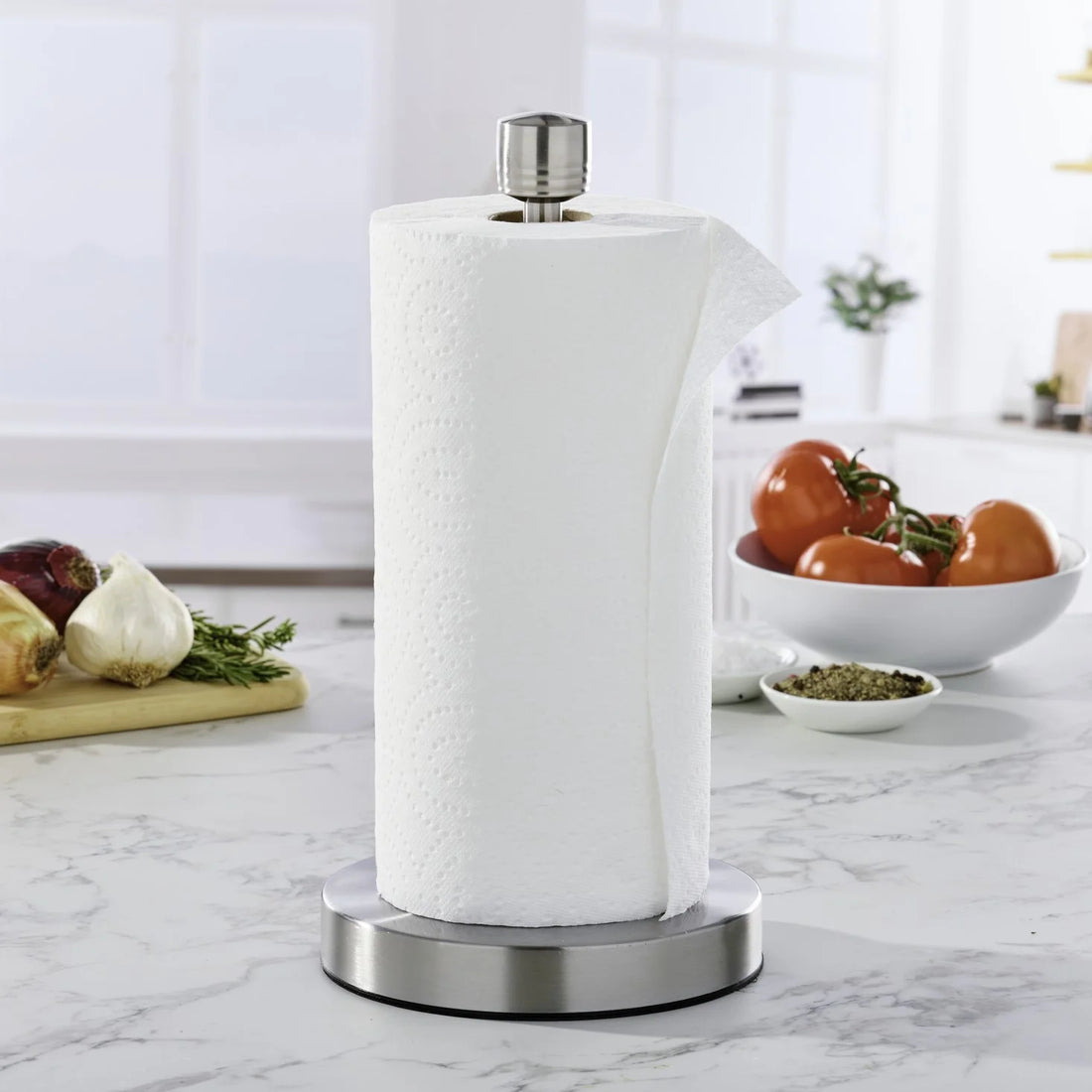 Porta papel toalla Perfect Tear Acero Inoxidable - con Base Antideslizante y Corte con Una Mano