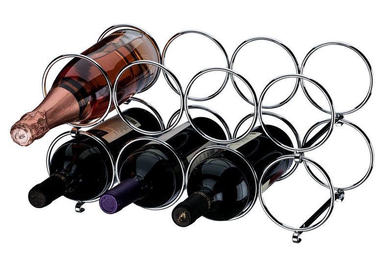 Soporte para 4 botellas - apilable 2 piezas - plateado