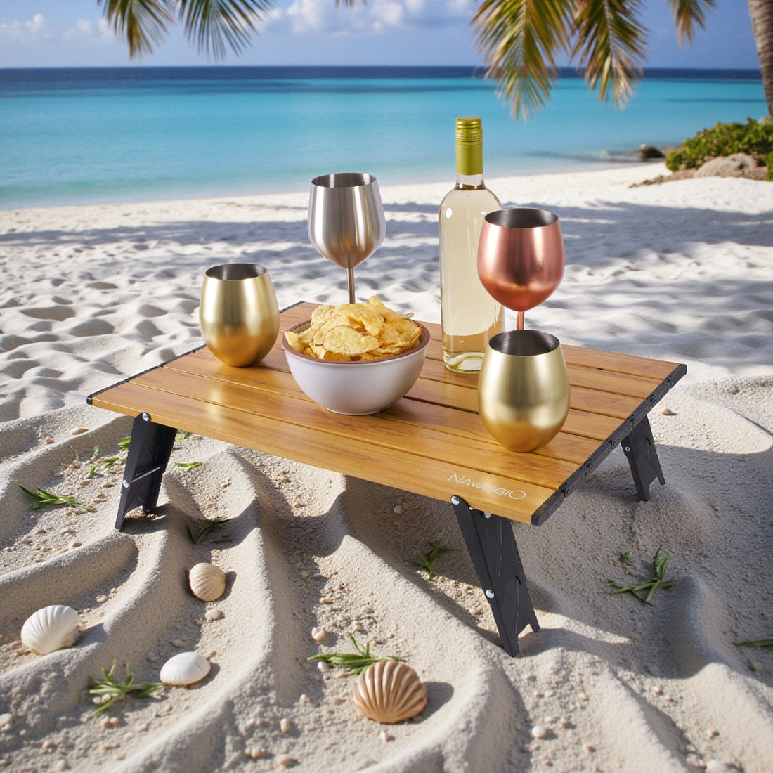 Mesa plegable de aluminio amaderada - Altura Ajustable, Aluminio y Ultraliviana 56x41cm