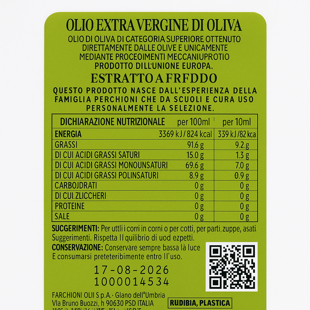 Aceite de Oliva Extra Virgen Farchioni x 1 Lt. - Italiano Superior