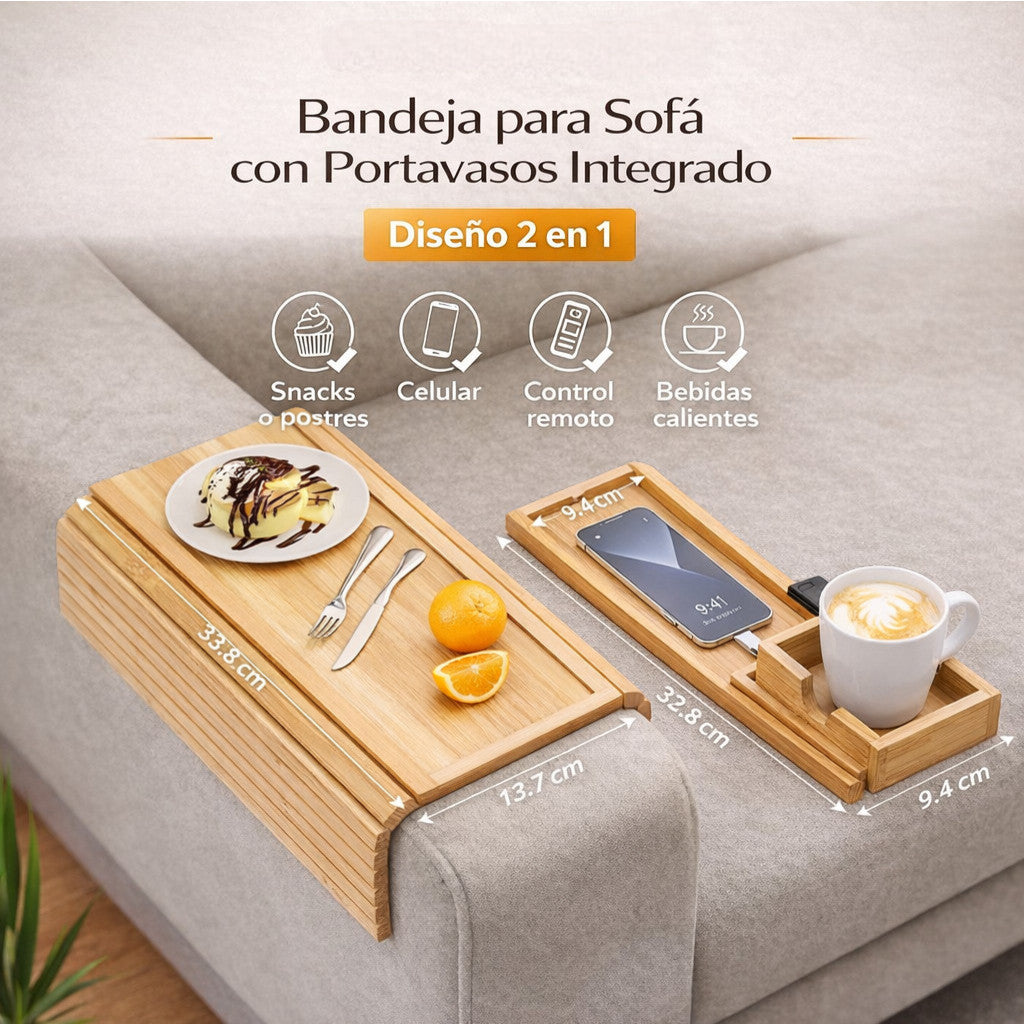 Bandeja para brazo de Sofá de Bambú