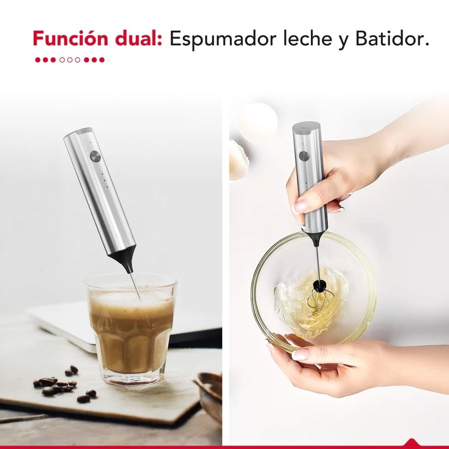 Batidor Eléctrico Espuma Recargable Cremaire – 3 Velocidades, USB y Doble Cabezal de Acero Inoxidable