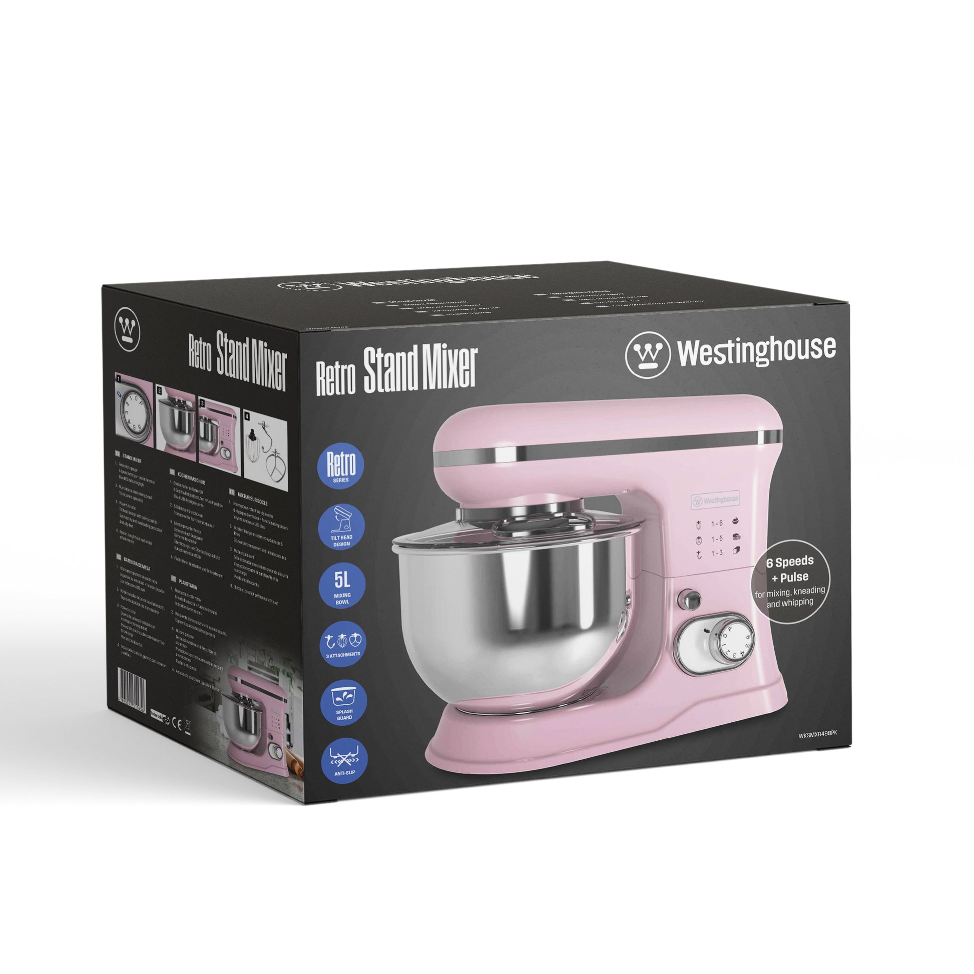 Batidora pedestal Retro rosada 5L