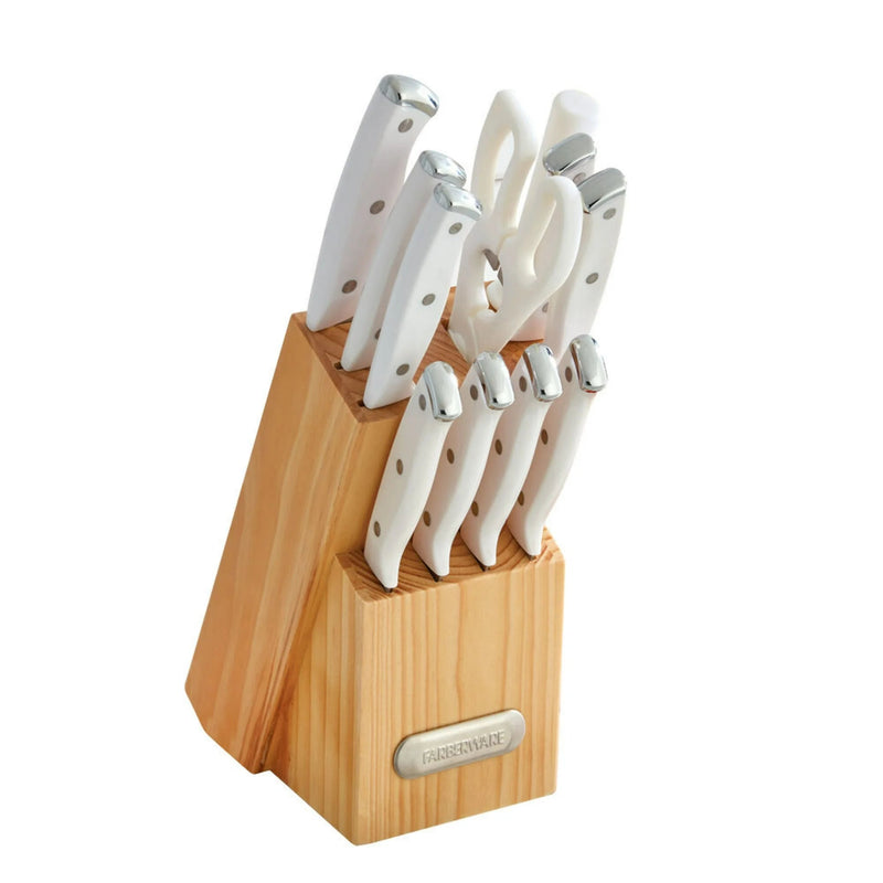 Bloque cuchillos Triple Remache de 12 Piezas blanco