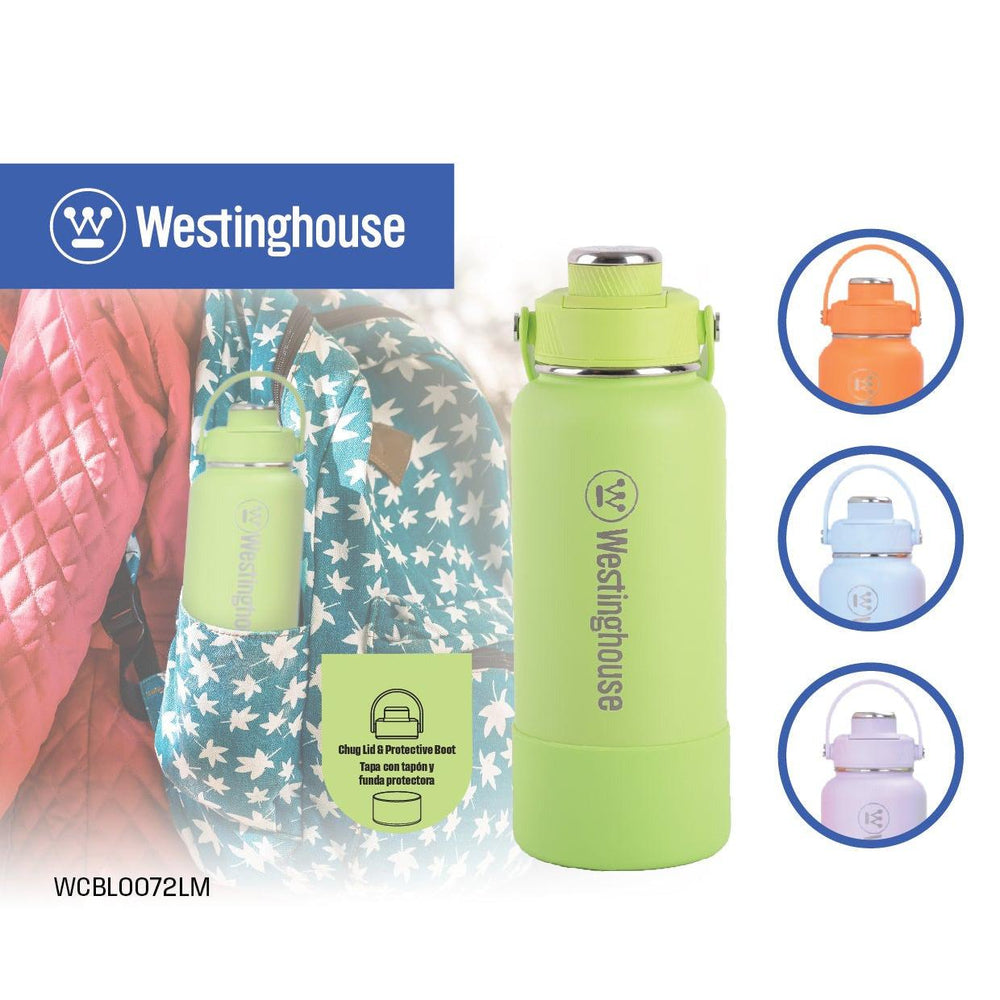 Botella Térmica doble Pared Acero Inoxidable 946ml con boquilla y funda silicona lila – Mantiene Bebidas Frías y Calientes