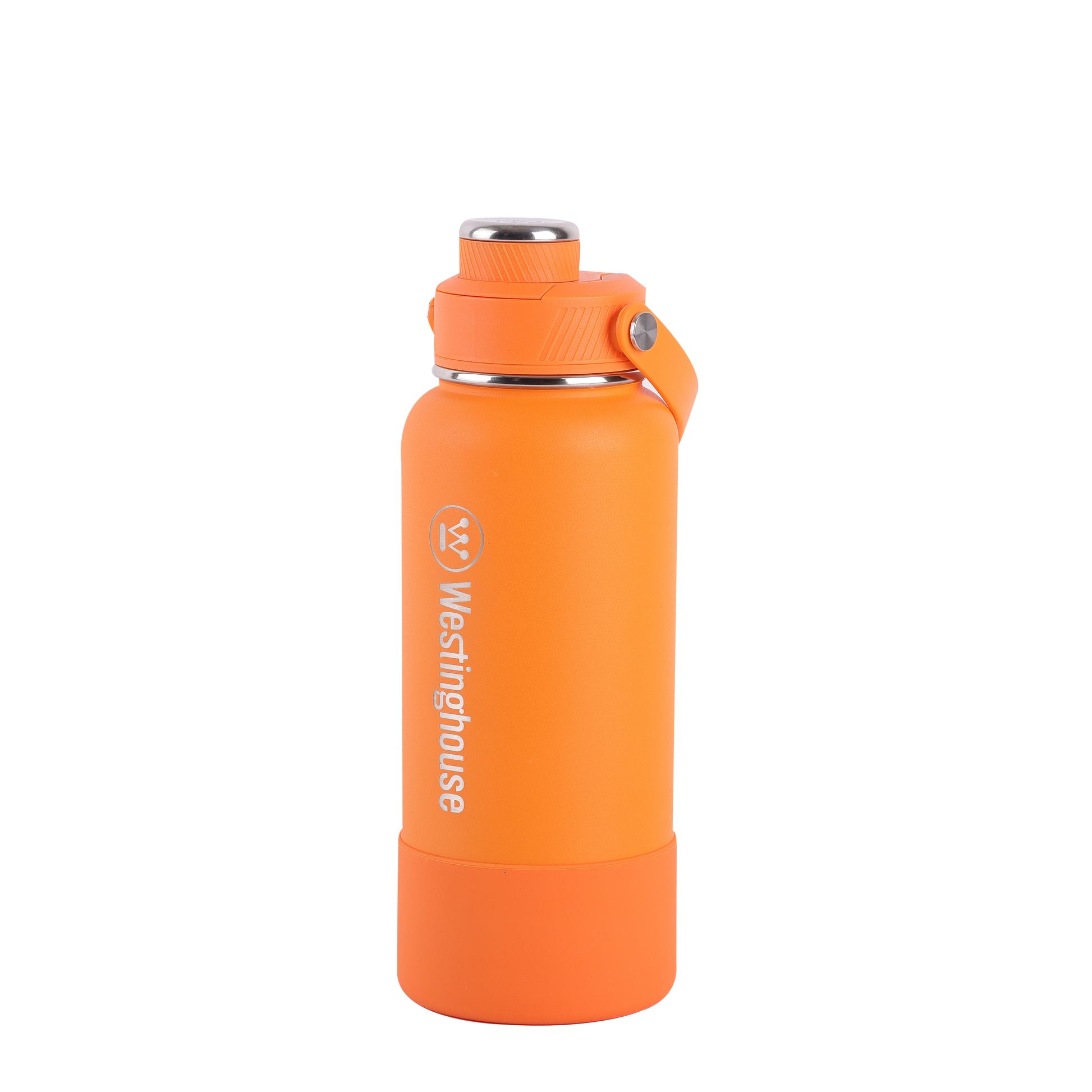 Botella Térmica doble Pared Acero Inoxidable 946ml con boquilla y funda silicona naranja – Mantiene Bebidas Frías y Calientes