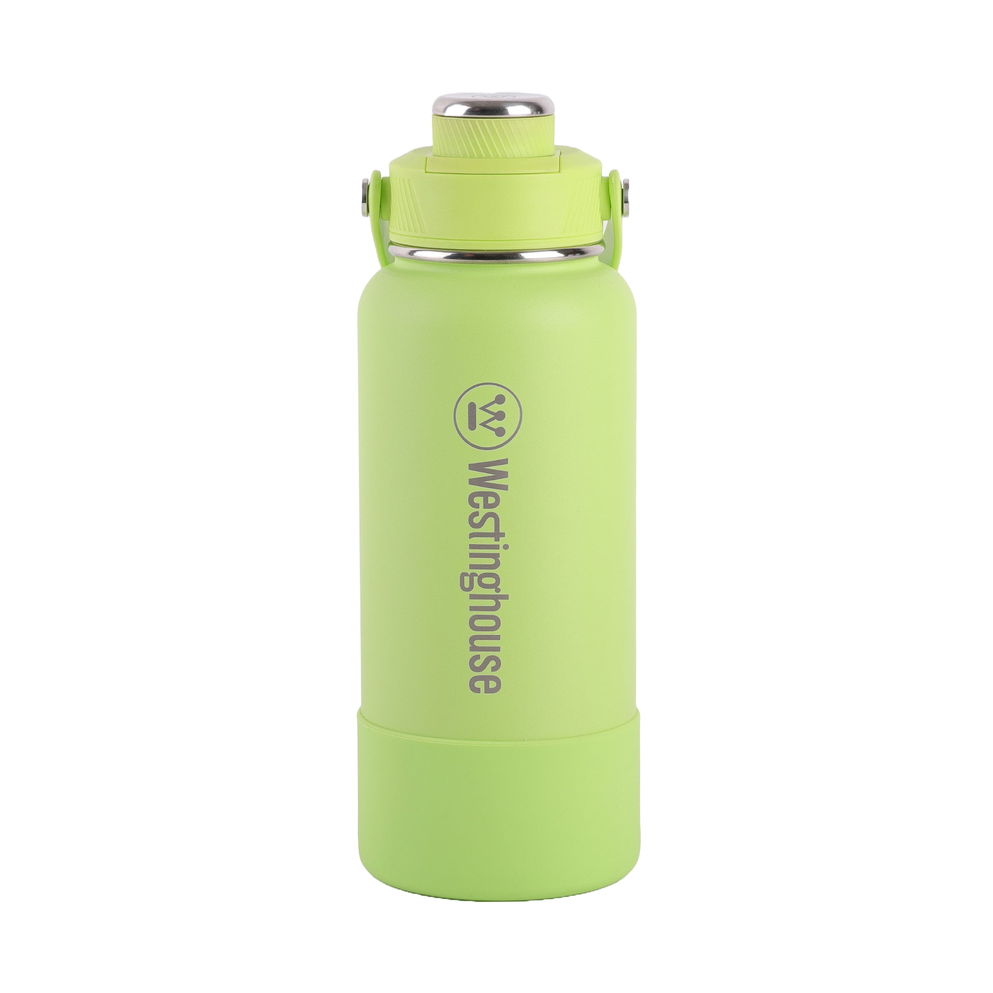 Botella Térmica doble Pared Acero Inoxidable 946ml con boquilla y funda silicona verde – Mantiene Bebidas Frías y Calientes