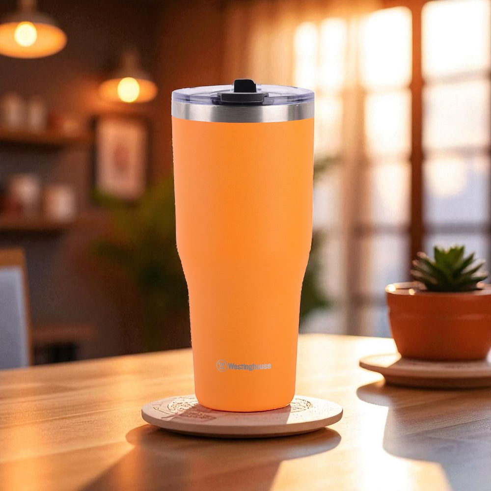 Botella térmica doble pared acero inoxidable 1184 ml naranja · mantiene bebidas frías y calientes
