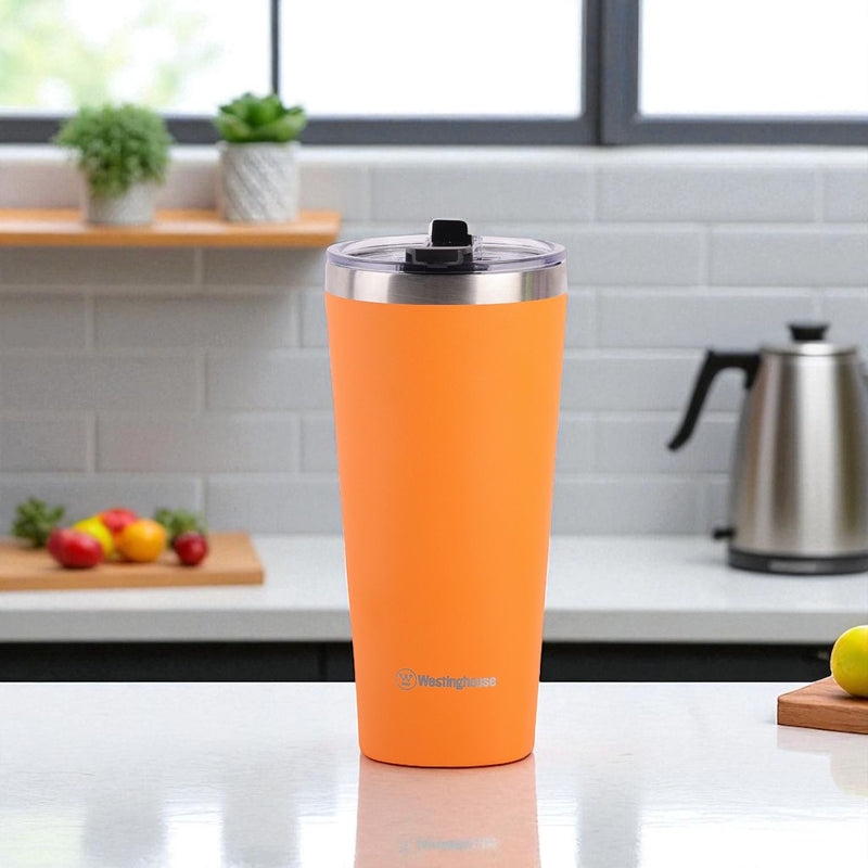 Botella térmica doble pared acero inoxidable 740 ml naranja · mantiene bebidas frías y calientes