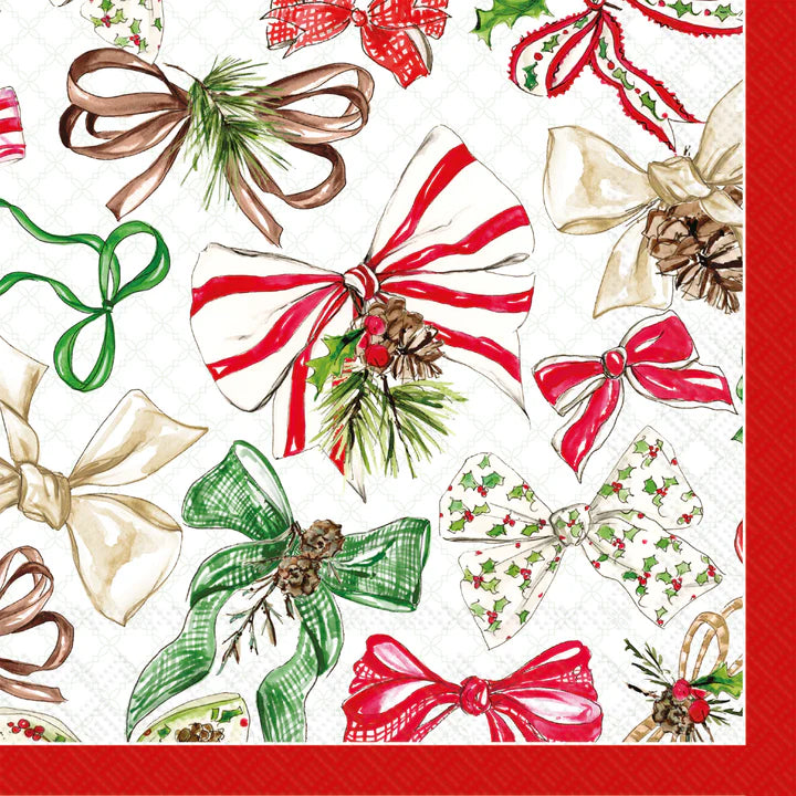 Set x 20 servilletas Christmas Bows cocktail de papel