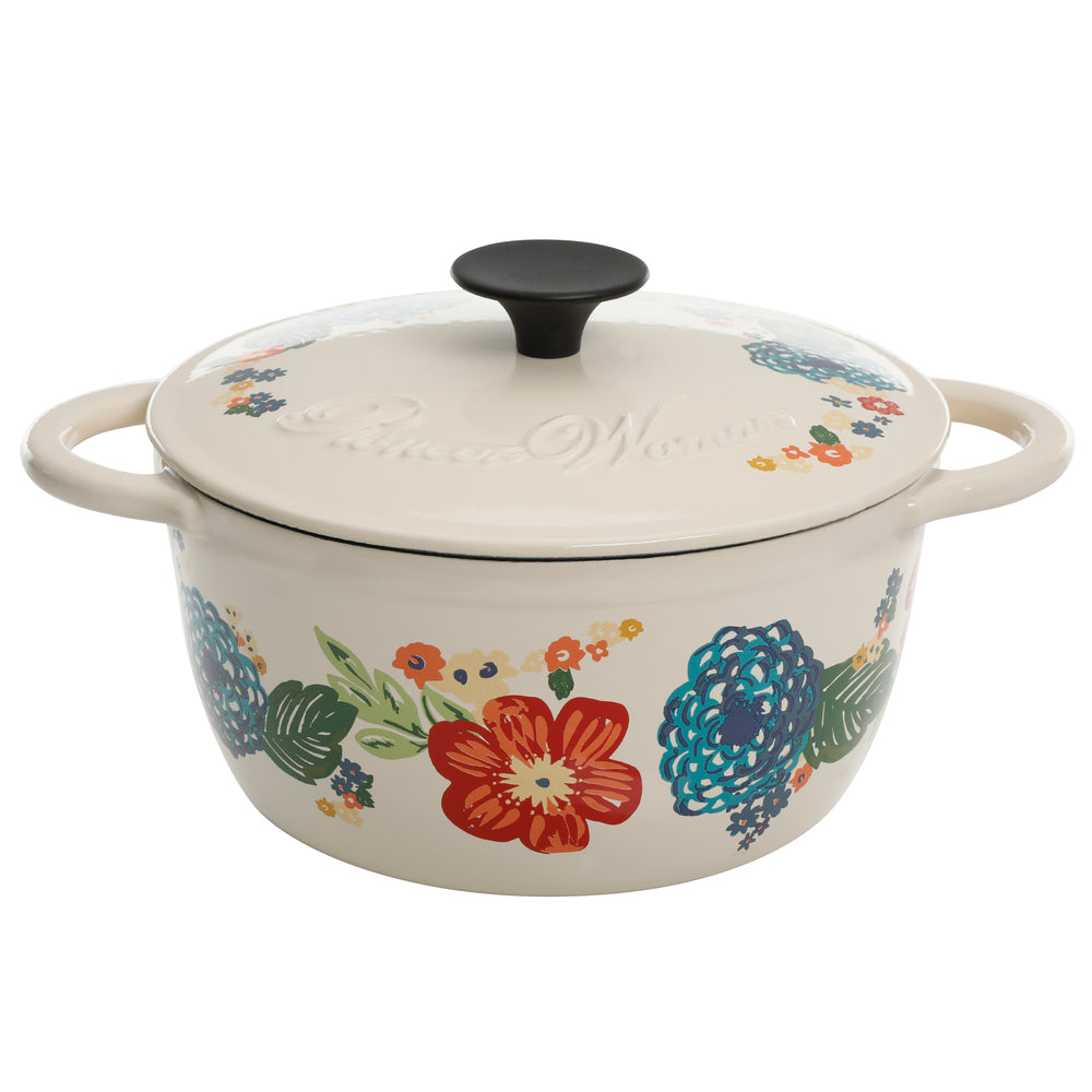 Cacerola de Hierro Fundido Esmaltado 2.8 L Dazzling Dahlias – Apta Horno y Estufa