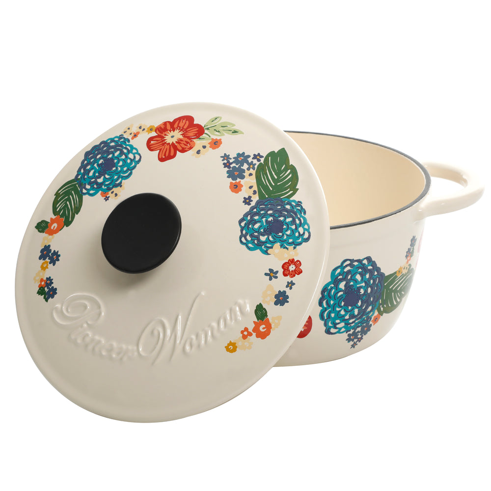 Cacerola de Hierro Fundido Esmaltado 2.8 L Dazzling Dahlias – Apta Horno y Estufa