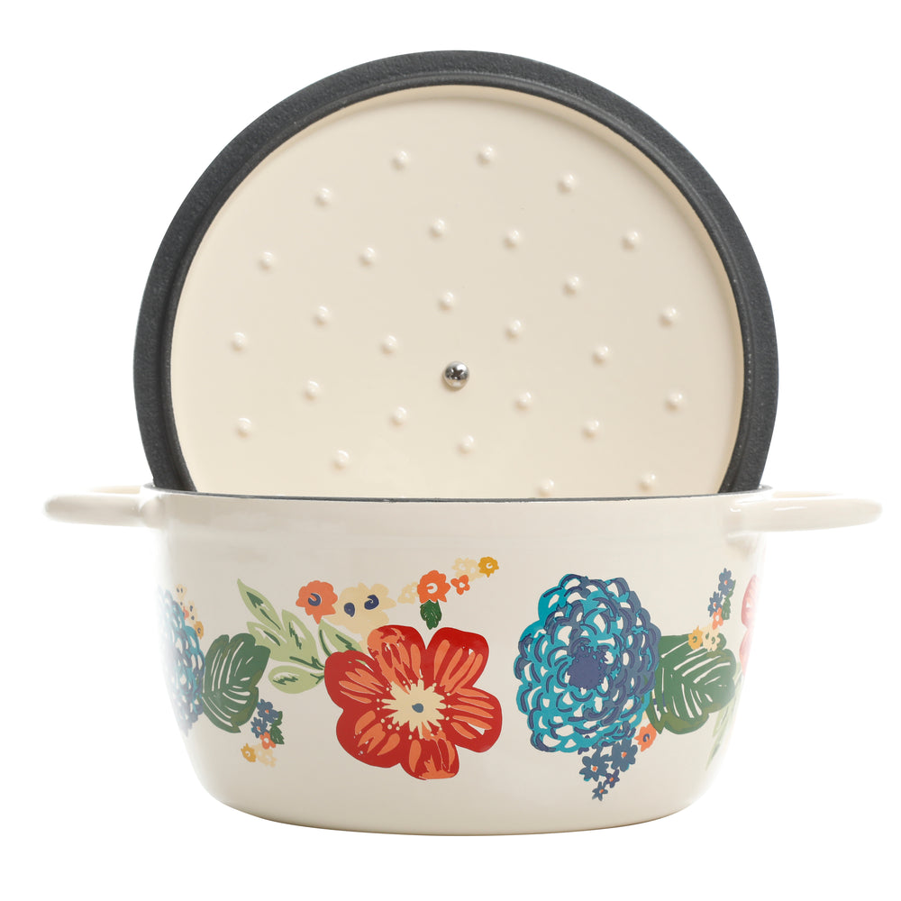 Cacerola de Hierro Fundido Esmaltado 2.8 L Dazzling Dahlias – Apta Horno y Estufa