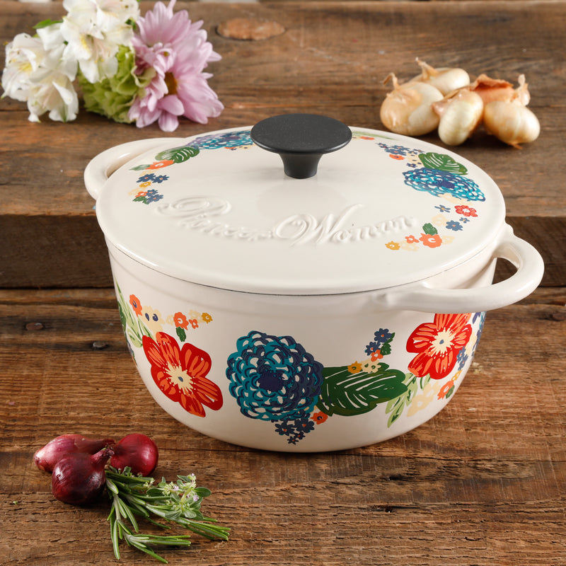 Cacerola de Hierro Fundido Esmaltado 2.8 L Dazzling Dahlias – Apta Horno y Estufa