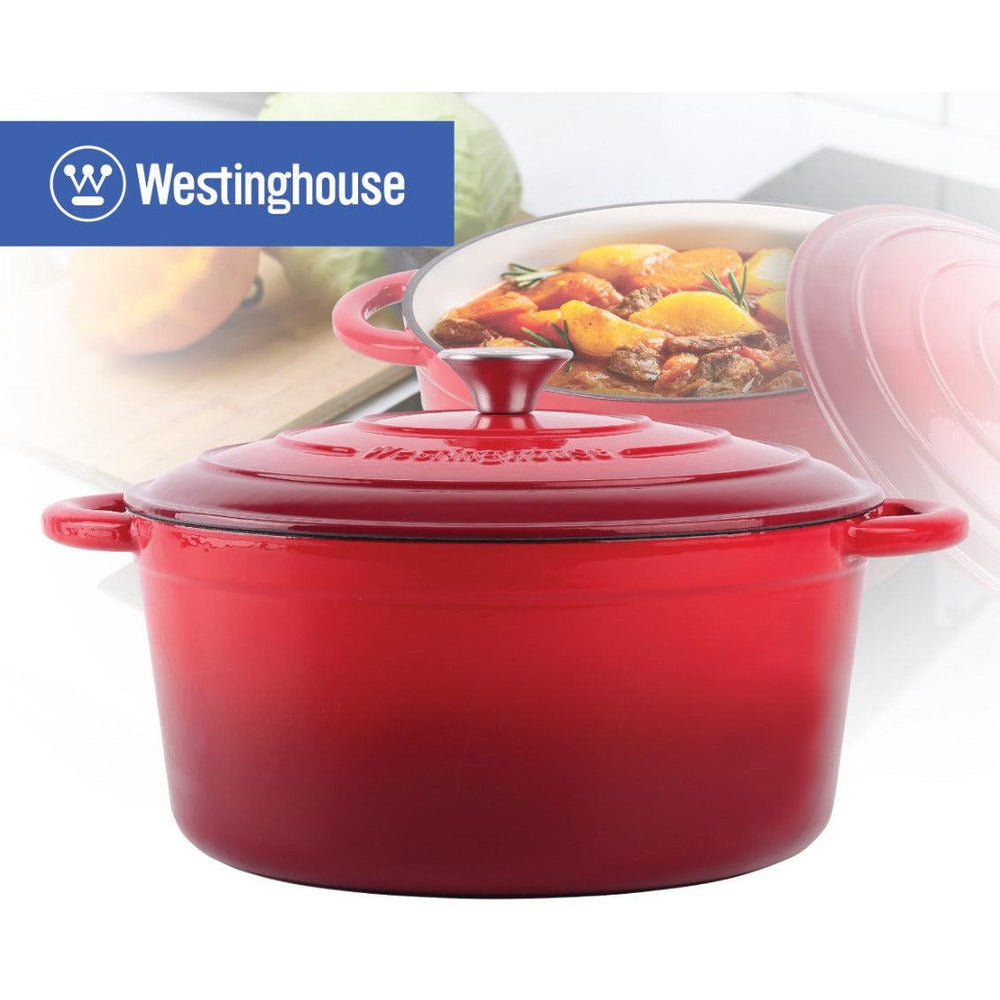Cacerola de hierro fundido esmaltada 6 litros roja