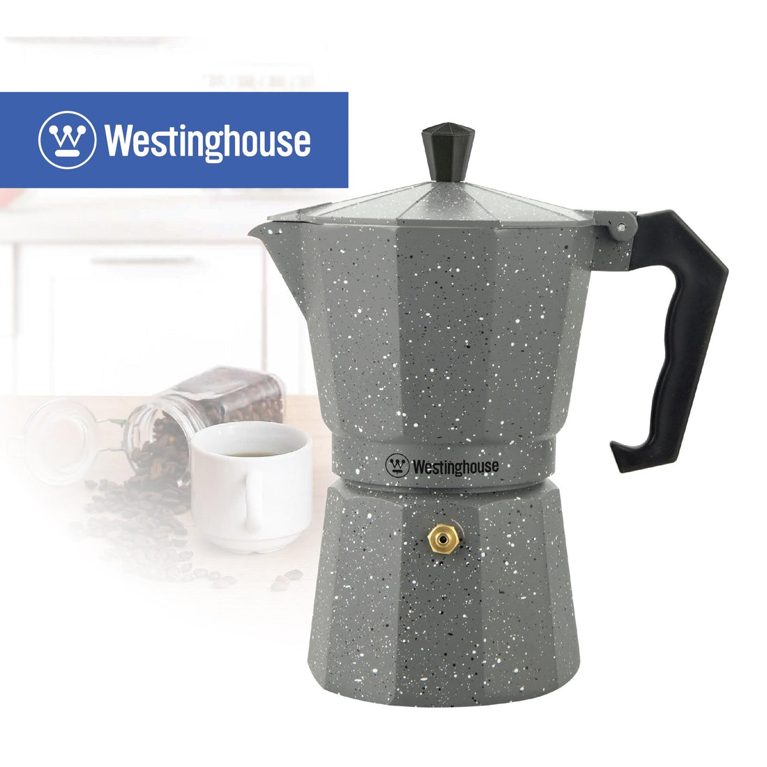 Cafetera Moka italiana 6 tazas marmol - Espresso Clásico en Casa